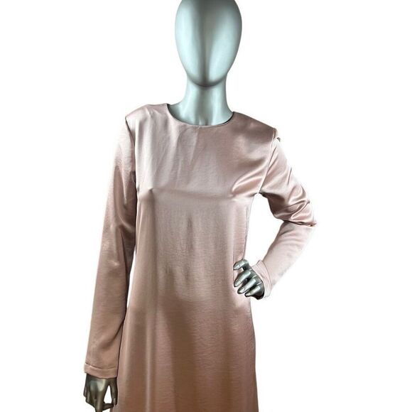 NWT SOALLURE Satin Blush Long Trapeze Dress (004) - Picture 5 of 16
